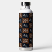 Elegante Chic Brown Plaid & Beer Waterfles (Rechts)