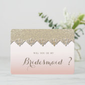 Elegante chic damast bruidsmeisje kaart (Staand voorkant)