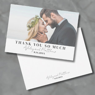 Elegante Chic Eenvoudig Script Trouwfoto Bedankkaart