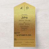 Elegante chic fancy klasse goud glitters all in one uitnodiging (Binnen)