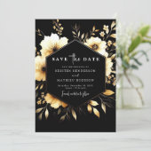 Elegante Chic Gold en Black Wedding Save The Date (Staand voorkant)