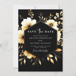 Elegante Chic Gold en Black Wedding Save The Date