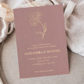 Elegante Chic Gold Flower Script Blush Pink Weddin Kaart