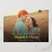 Elegante Chic Gold Fotobehang Save the Date Kaart (Voorkant)