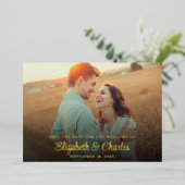 Elegante Chic Gold Fotobehang Save the Date Kaart (Staand Voorkant)