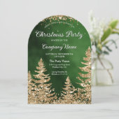 Elegante Chic Gold Glitter Pine Corporate Party Kaart (Staand voorkant)