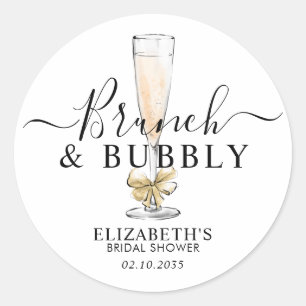 Elegante chic gouden brunch en bubbels bruidsfeest ronde sticker