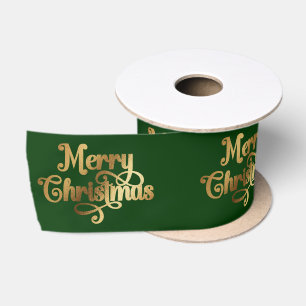 Elegante Chic Green Gold Merry Christmas Wrapping Lint