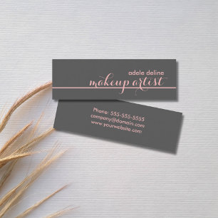 Elegante Chic Grey Bleke Roze Lijn Make-up Artist Mini Visitekaartje
