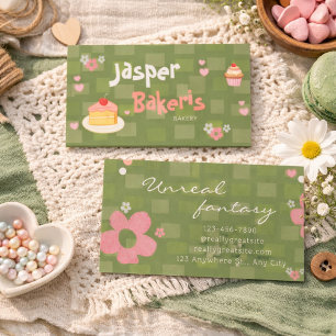 Elegante Chic Groene Madeliefjes Mooie Bakkerij Visitekaartje