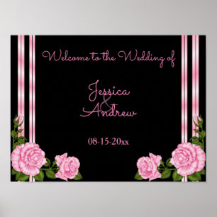 Elegante Chic Hoek Roos Boeket Welkom Poster