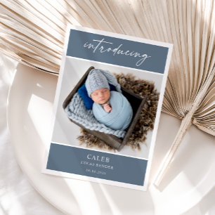 Elegante Chic Klassieke Foto Baby Aankondigingskaa Kaart