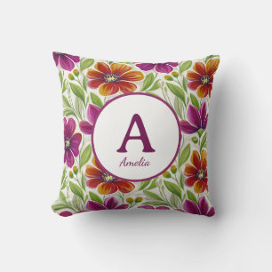 Elegante Chic Lentebloem Monogram Kussen