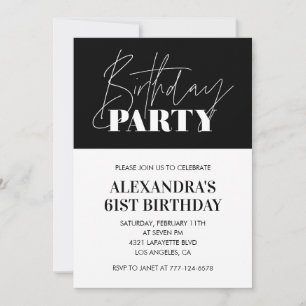 Elegante chic lettering zwart wit 61e verjaardag kaart