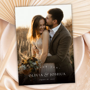 Elegante Chic Liefde en Dank Trouwfoto Bruiloft Bedankkaart