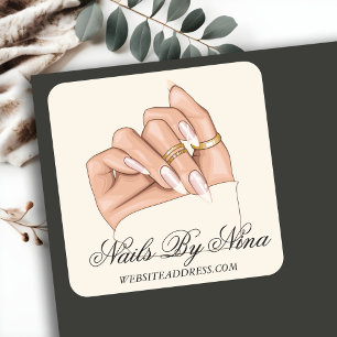 Elegante Chic Nail Salon Manicurist Professional Vierkante Sticker