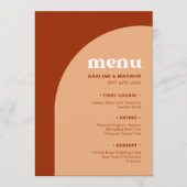 Elegante Chic Peach Terracotta Arch Boho Wedding Menu (Voorkant)