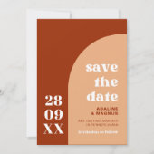 Elegante Chic Peach Terracotta Arch Boho Wedding Save The Date (Voorkant)