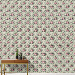 Elegante  Chic Pink Rose op Sage Behang