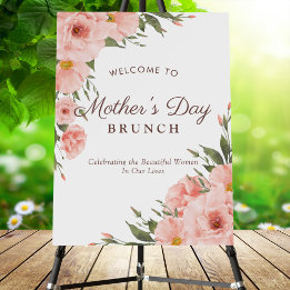 Elegante Chic Roze Moederdag Brunch Welkomstbord