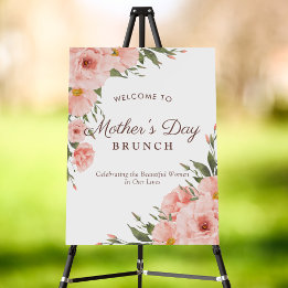 Elegante Chic Roze Moederdag Brunch Welkomstbord