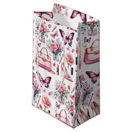 Elegante Chic Roze Vrouwelijke Waterverf Vrouw Klein Cadeauzakje