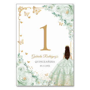 Elegante Chic Saliegroene Rozen Gouden Quinceanera Kaart