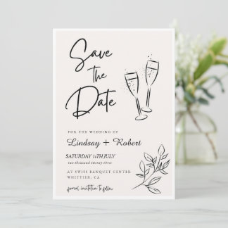 Elegante Chic Script Liefde Hart Trouwfoto Bedankt Save The Date