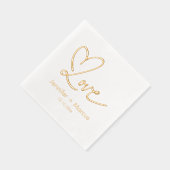 Elegante Chic Script Love Heart Bruiloft Folie Servetten (Rechts)