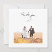 Elegante Chic Script Trouwfoto Dankkaart (Voorkant)