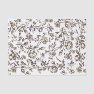 Elegante  Chic Sepia Beige Bloemen Tissuepapier