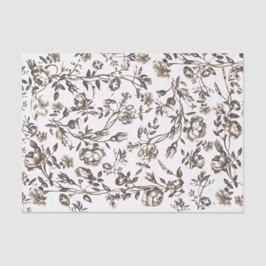 Elegante  Chic Sepia Beige Bloemen Tissuepapier (Voorkant)