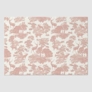 Elegante Chic Soft Pink Toile Deer Woodland Tissuepapier