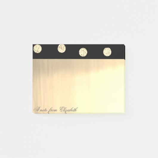Elegante Chic Stijlvolle Gouden Glitter Stippen Post-it® Notes (Voorkant)