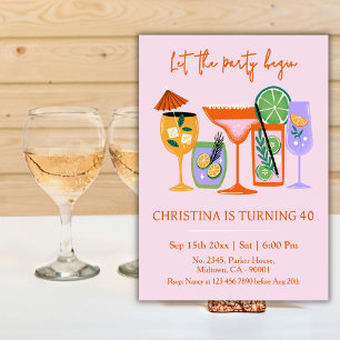 Elegante Chic tropische cocktail drink 40ste verja Kaart
