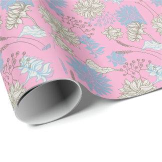 Elegante Chic Wilde Bloem Roze Cadeaupapier
