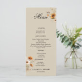 Elegante & Chic Wildflower Boheemse herfst bruilof Menu (Staand voorkant)