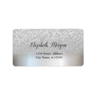 Elegante Chic Zilveren Glitter Ombre Bokeh Etiket