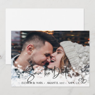 Elegante Chic Zilveren Hartjes, Foto Save The Date