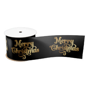 Elegante Chic Zwart Goud Vrolijk Kerstverpakking Lint