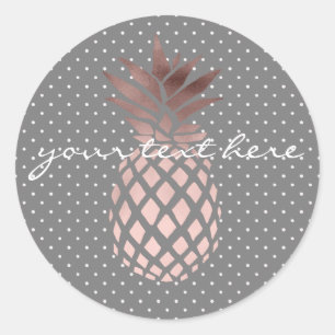 Elegante chick roos gouden ananas polka stippen ronde sticker