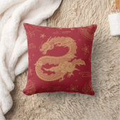 Elegante Chinese Dragon Velvet Effect Kussen (Deken)