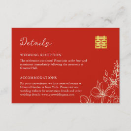 Elegante Chinese huwelijks bloemenschrift rode det Informatiekaartje