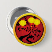 Elegante Chinese Nieuwjaar Dragon Gold Lanterns Ronde Button 7,6 Cm (Voorkant /achterkant)
