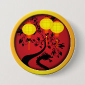 Elegante Chinese Nieuwjaar Dragon Gold Lanterns Ronde Button 7,6 Cm (Voorkant)