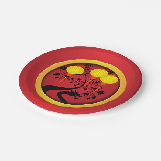 Elegante Chinese Nieuwjaar Dragon Lanterns Papieren Bordje (Gekanteld)
