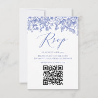 Elegante Chinoise Dusty Blue Floral RSVP-kaart