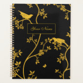 Elegante Chinoiserie Biedt in Goud en Zwart Planner (Voorkant)