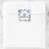 Élégante chinoiserie bleu fleurs sticker (Sac)