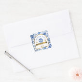 Élégante chinoiserie bleu fleurs sticker (Enveloppe)